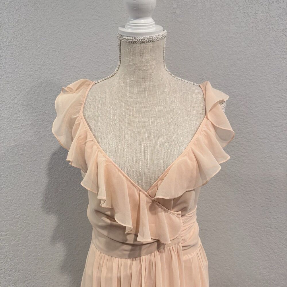 Ceremony by Joanna August Lacy Ruffle Trim Wrap Chiffon Gown Dress Size XS - Picture 5 of 13